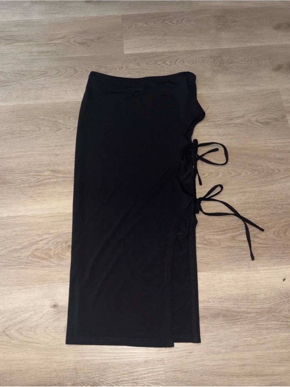 SHEIN Black Side-Tie Midi Skirt with Slit